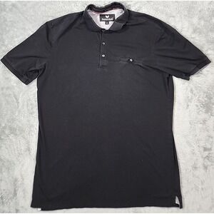 Butter Cloth Icy Cotton Polo‎ Shirt Mens Medium Black  Button Up Golf Preppy